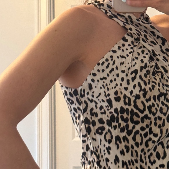 Fifteen Twenty - Cheetah Print Crossover Crepe Halter Top - Picture 5 of 7